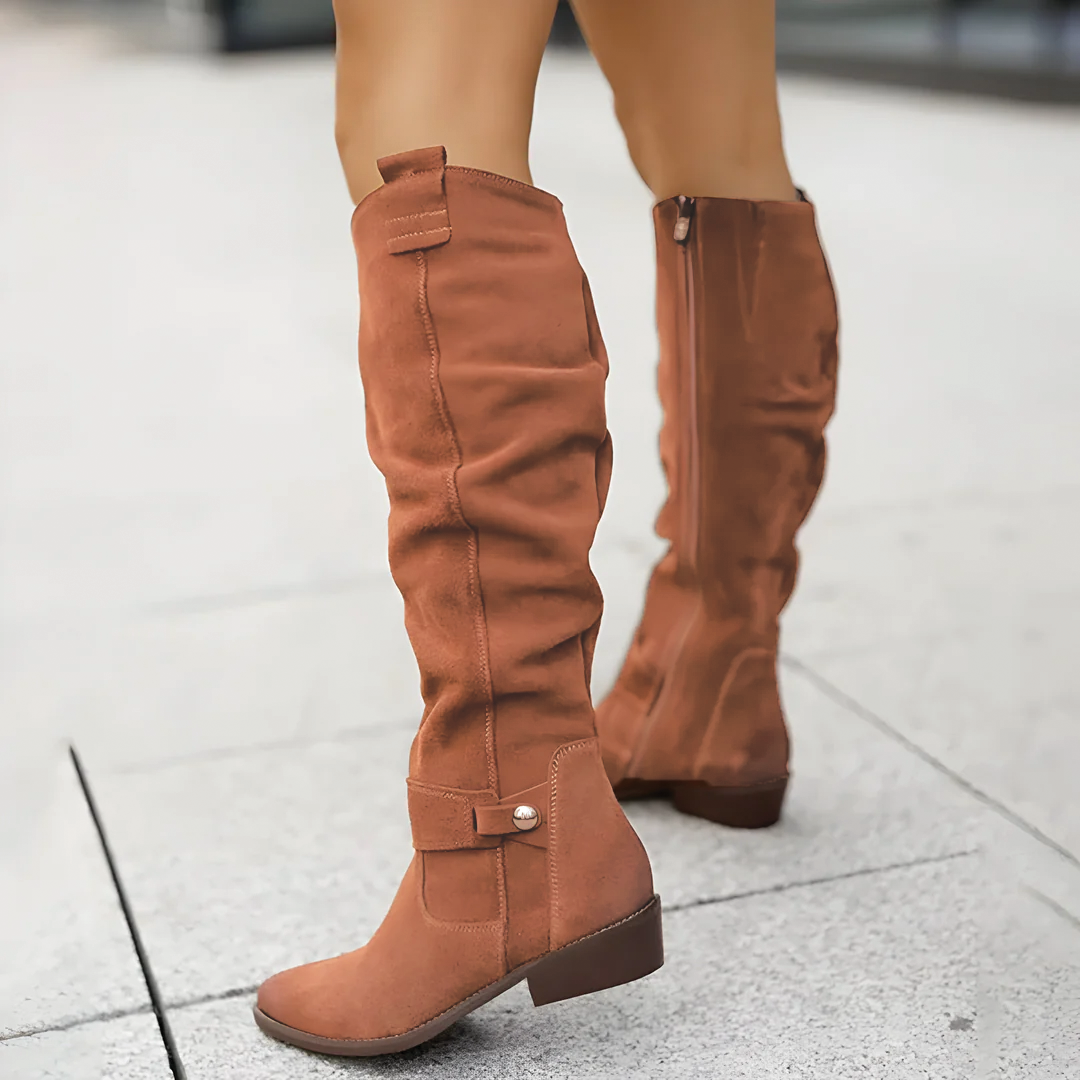 Bottes hautes stylées aspect daim