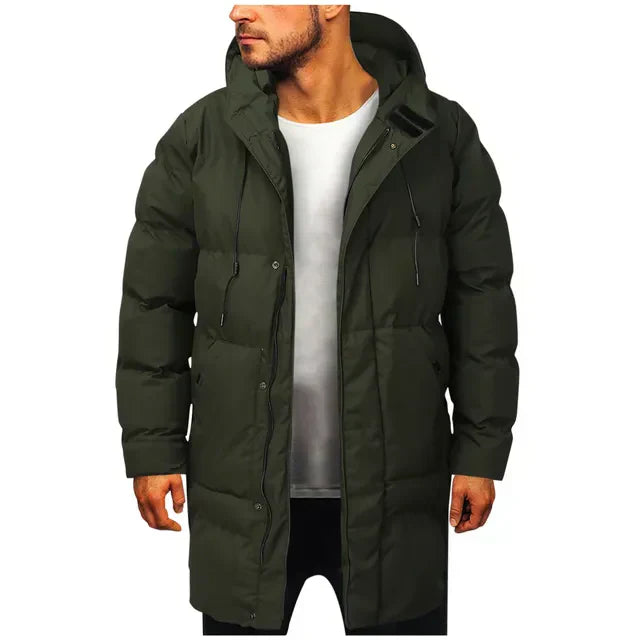 Veste d'hiver homme mi-longue à capuche