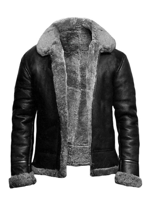 Lederlook Kleid Slim Fit Kurz Teddyfleece Gefüttert - IdealeKleiden