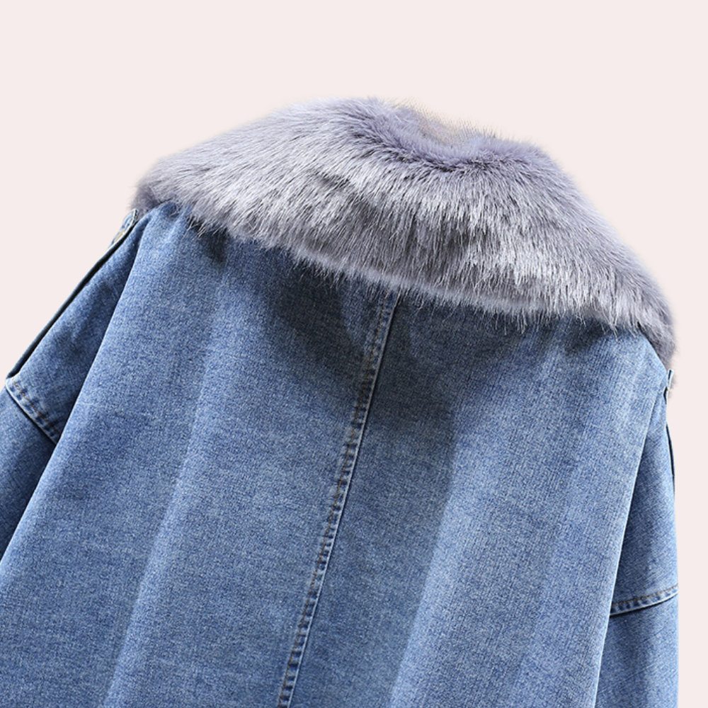 Moderne Damen Winterjacke Denim style - IdealeKleiden