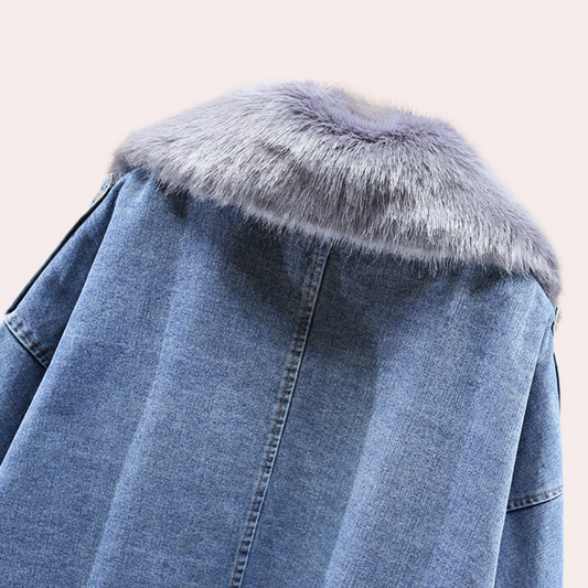 Moderne Damen Winterjacke Denim style - IdealeKleiden