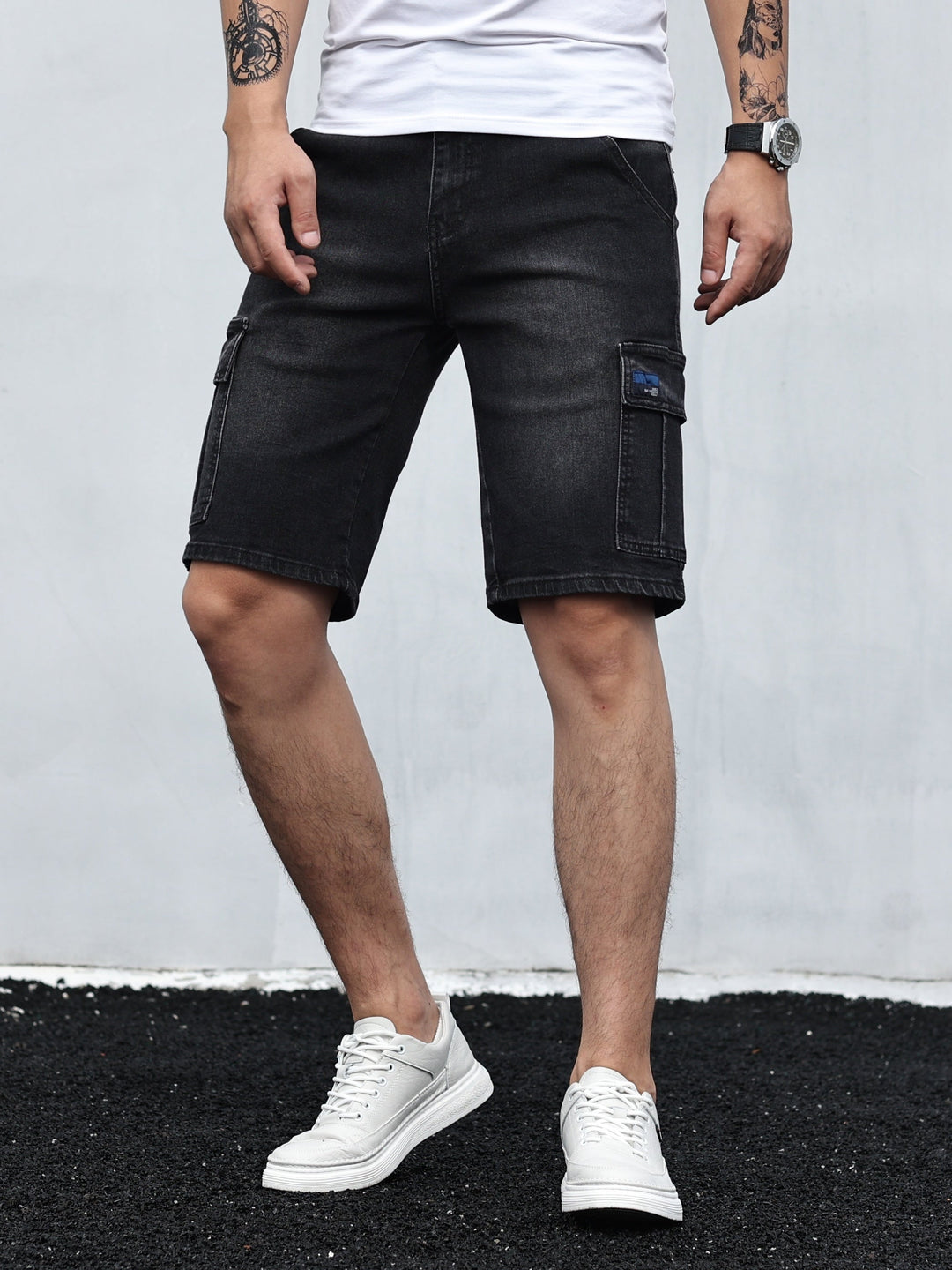 Shorts cargo en jean stretch confortables pour homme