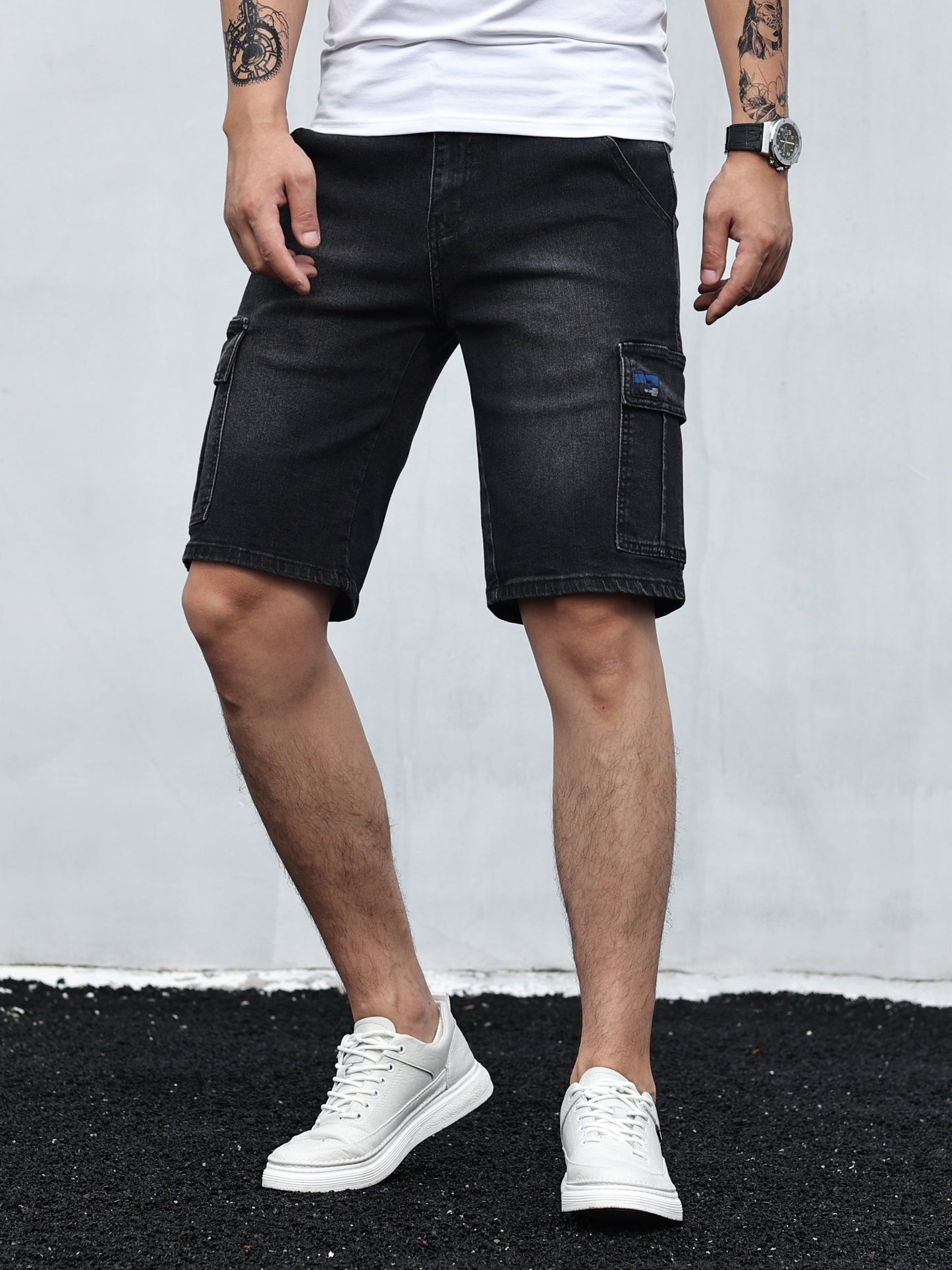 Shorts cargo en jean stretch confortables pour homme