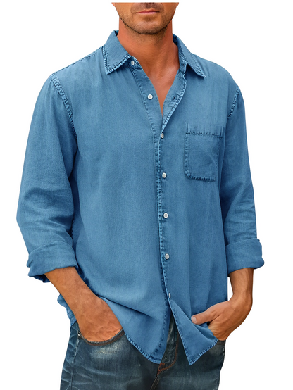 Chemise en jean homme Manches longues Col moderne