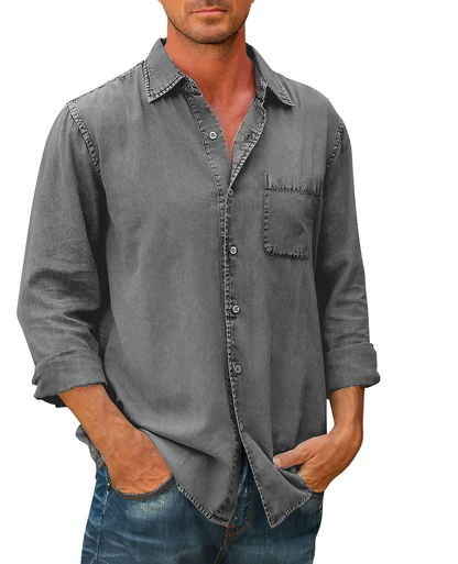 Chemise en jean homme Manches longues Col moderne