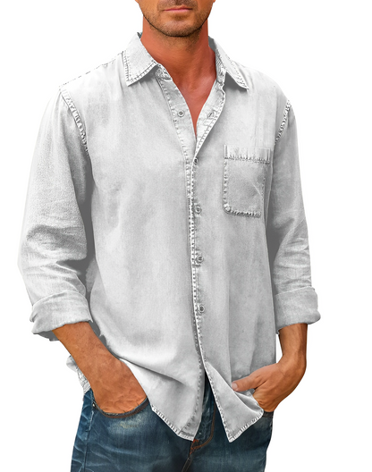 Chemise en jean homme Manches longues Col moderne