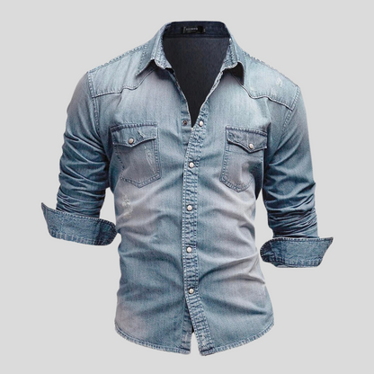 Chemise Slimfit Homme Manches Longues Bleu Jean