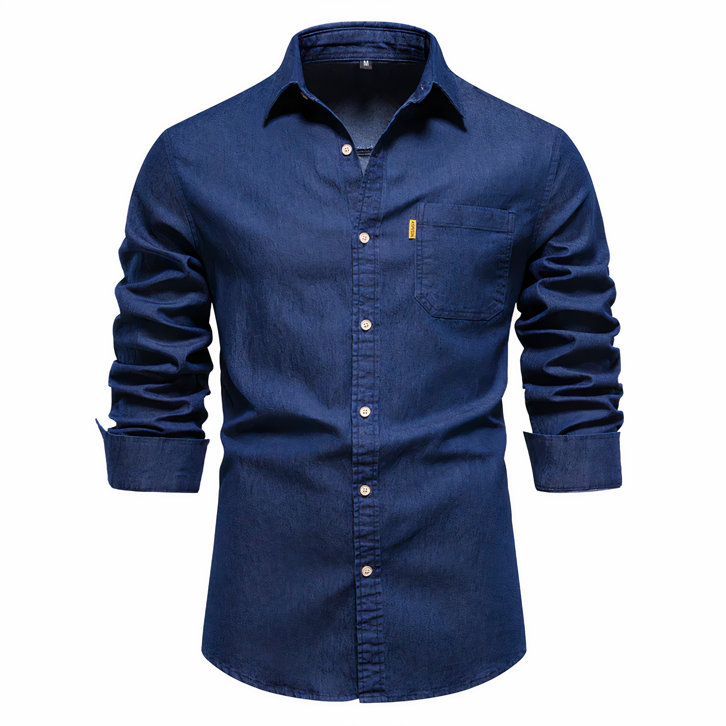 Chemise Homme Slim Fit Manches Longues Denim Bleu