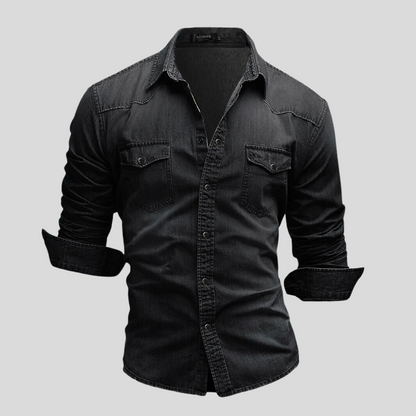 Chemise Slimfit Homme Manches Longues Bleu Jean