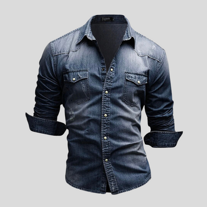 Chemise Slimfit Homme Manches Longues Bleu Jean