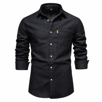 Herren Hemd Slim Fit Langarm Blau Denim - IdealeKleiden