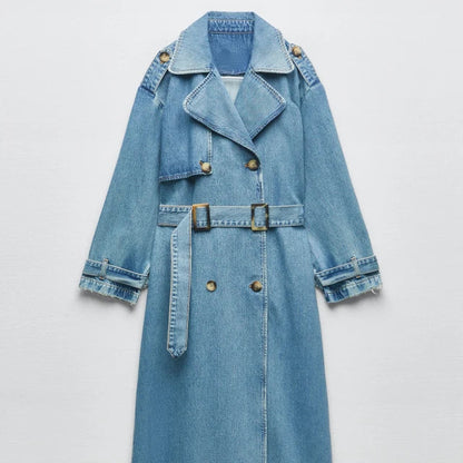 Trench-coat long élégant pour femme avec ceinture