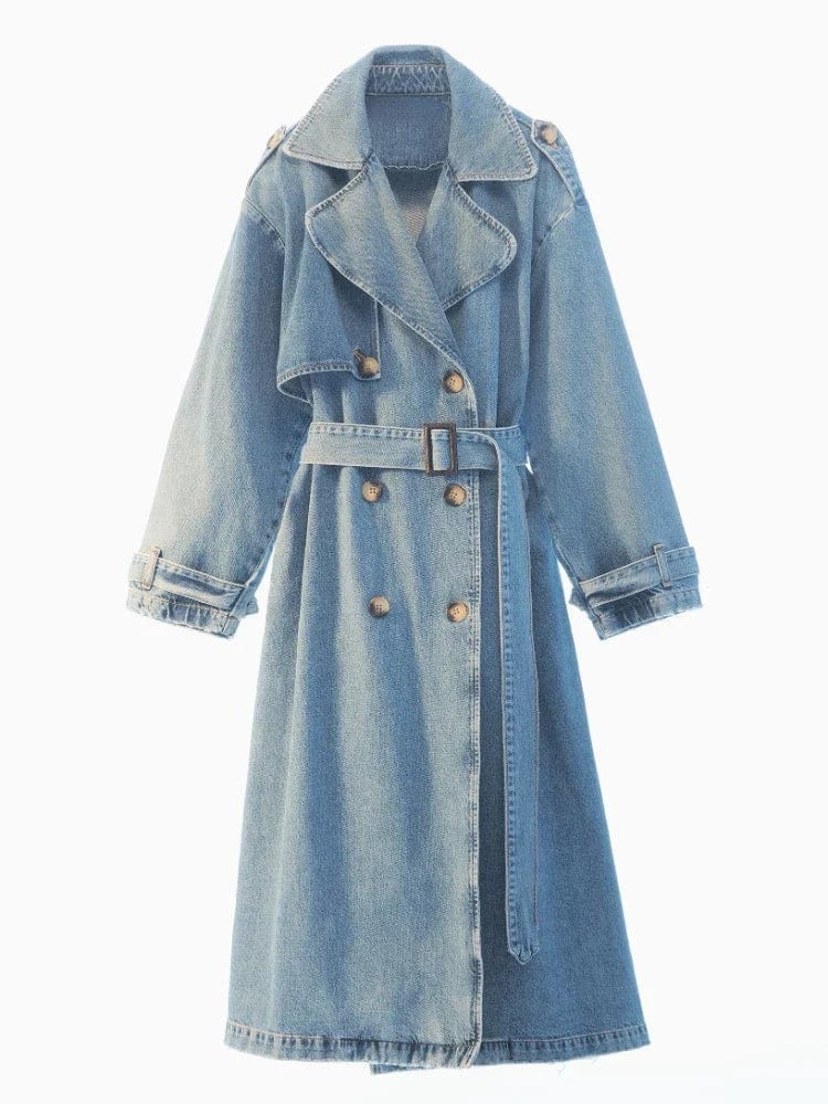 Trench-coat classique pour femme bleu au design élégant