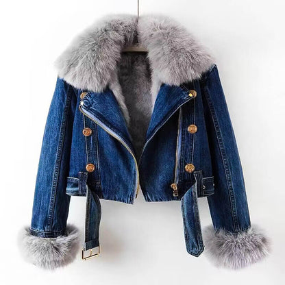 Veste en fourrure élégante Doublure en peluche douce