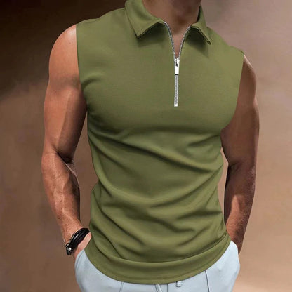 Débardeur Homme Design Moderne Demi-Zip