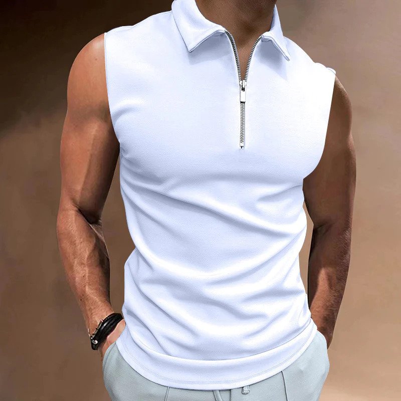 Débardeur Homme Design Moderne Demi-Zip