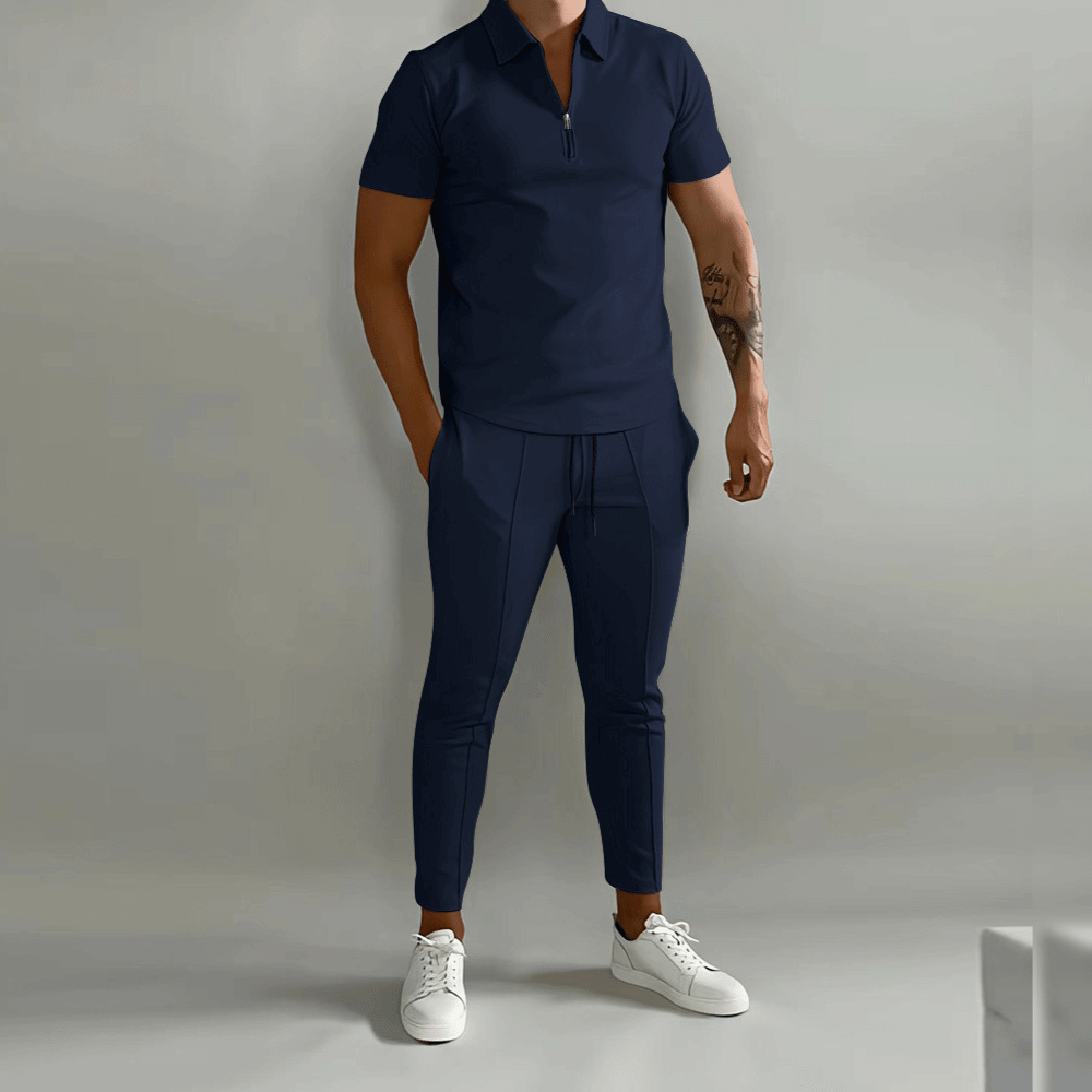 Herren Poloshirt Set Freizeit Sportlich 2-teilig - IdealeKleiden