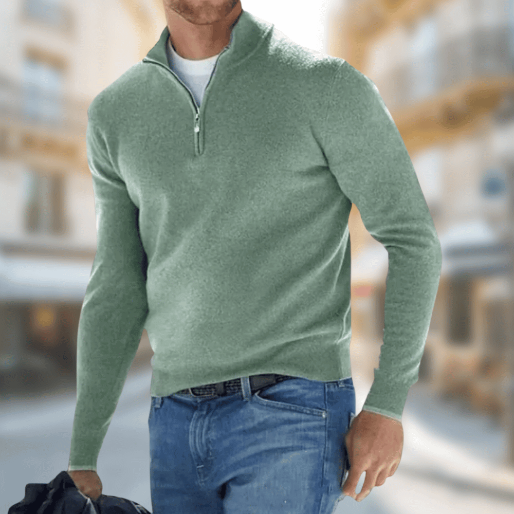 Pull-over Homme Col Zippé Sportif