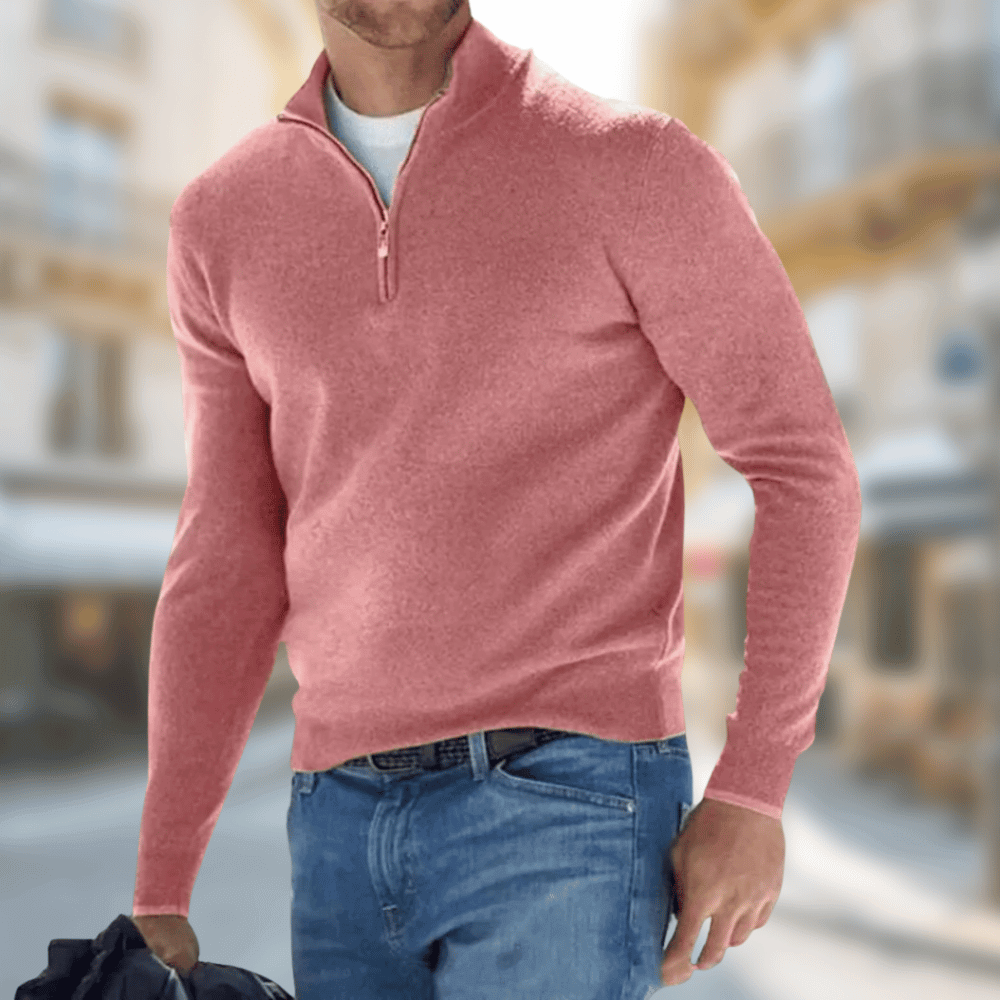 Pull-over Homme Col Zippé Sportif