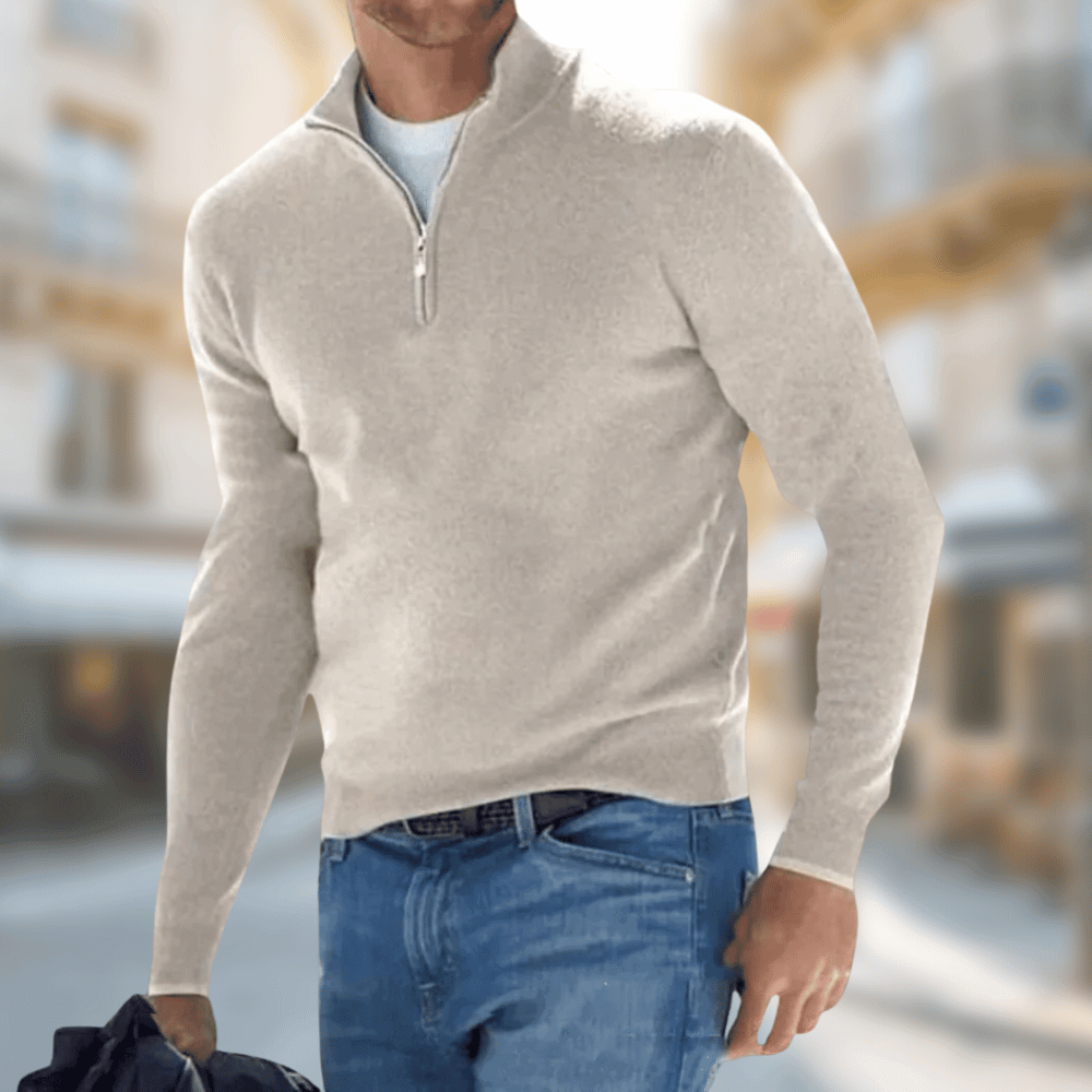 Pull-over Homme Col Zippé Sportif