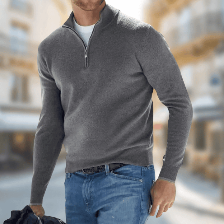 Pull-over Homme Col Zippé Sportif