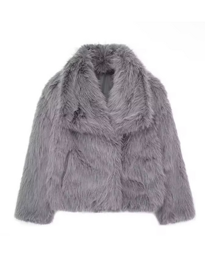 Élégant manteau d'hiver pour femme avec fausse fourrure