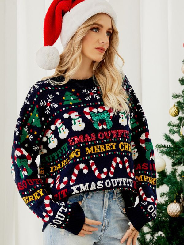 Pull de Noël femme festif rouge blanc