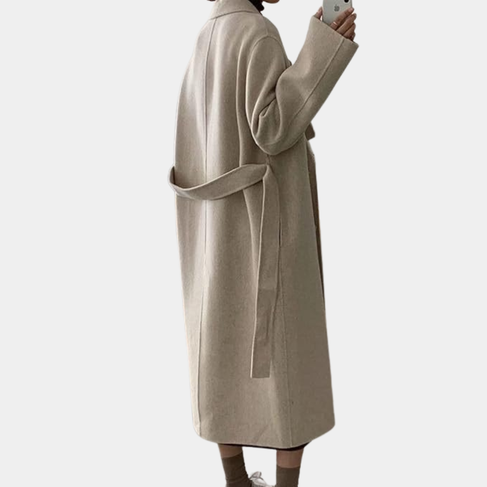 Damen Wintermantel Lang Elegant Taillengürtel - IdealeKleiden