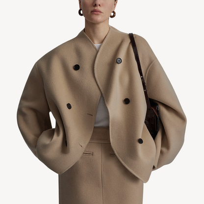 Manteau en laine pour femme, coupe droite, design élégant