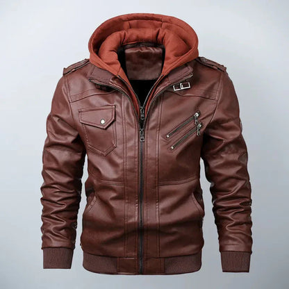 Veste en cuir élégante avec capuche