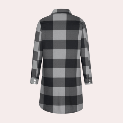 Herbstjacke Damen Karomuster Midi Länge - IdealeKleiden