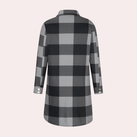 Herbstjacke Damen Karomuster Midi Länge - IdealeKleiden