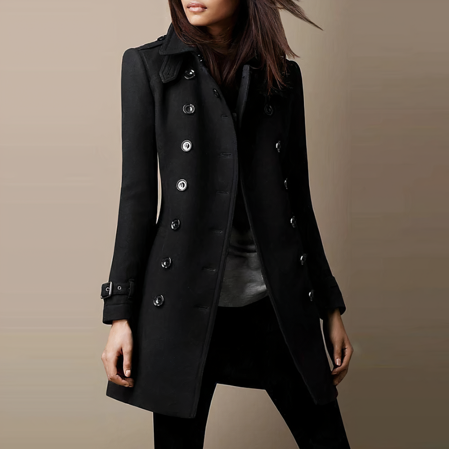 Trench-coat long chaud d'hiver pour femme