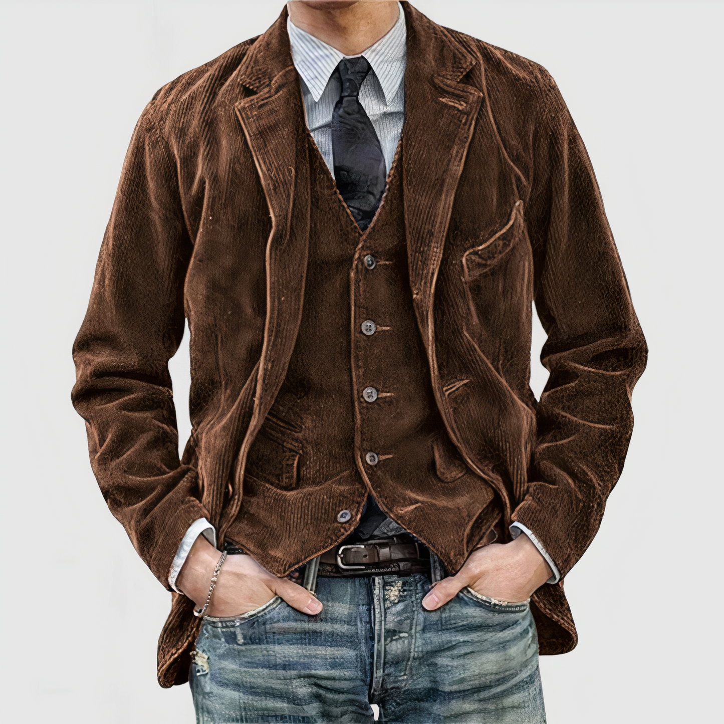 Veste en velours côtelé confortable Style décontracté