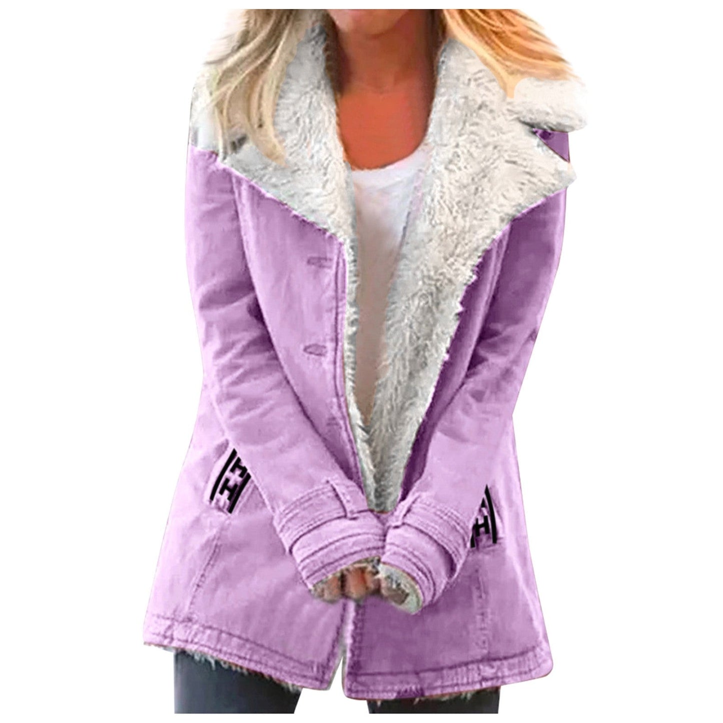 Veste d'hiver élégante pour femme avec col revers et manches longues