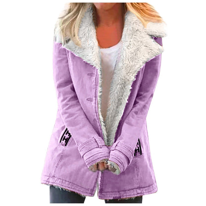 Veste d'hiver élégante pour femme avec col revers et manches longues