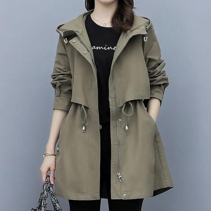 Parka d'automne femme avec capuche et cordon de serrage chaud