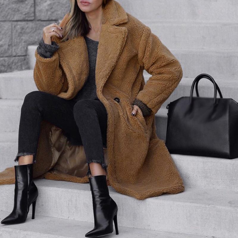 Longue Veste en Fausse Fourrure Chaude Élégante Cendrillon
