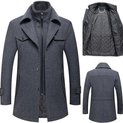 Manteau de laine élégant pour homme avec fermeture éclair