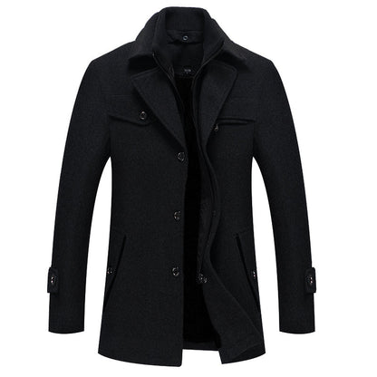 Manteau de laine élégant pour homme avec fermeture éclair