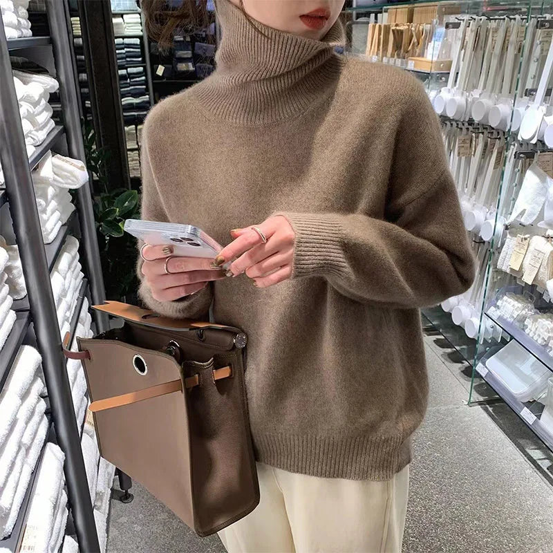 Pulls doux à col roulé pour femme