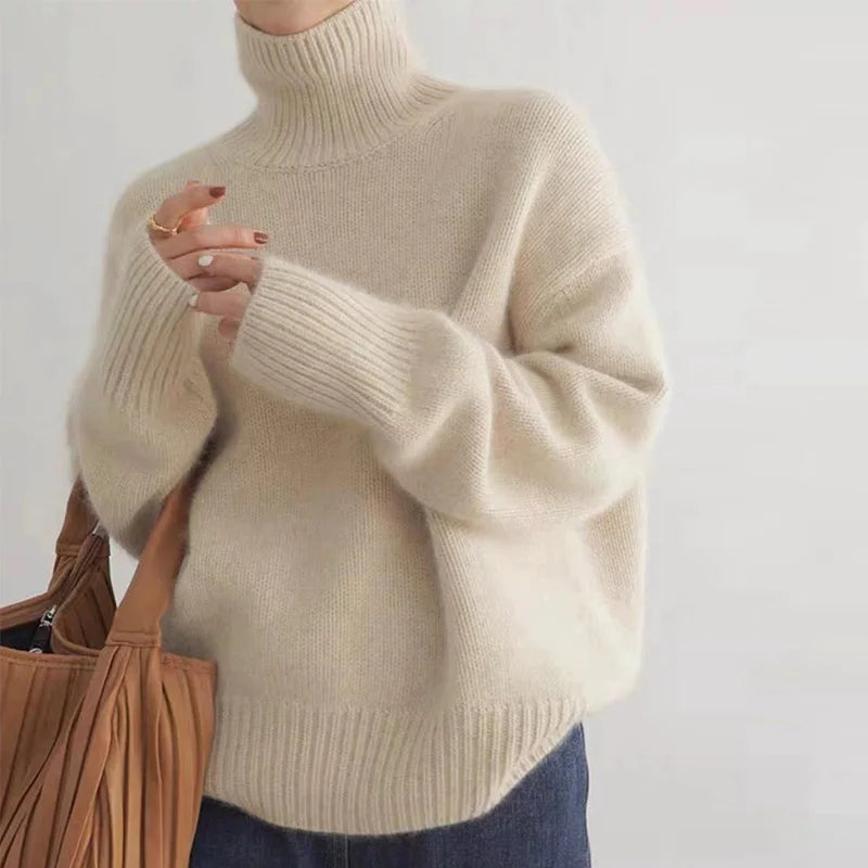 Pulls doux à col roulé pour femme