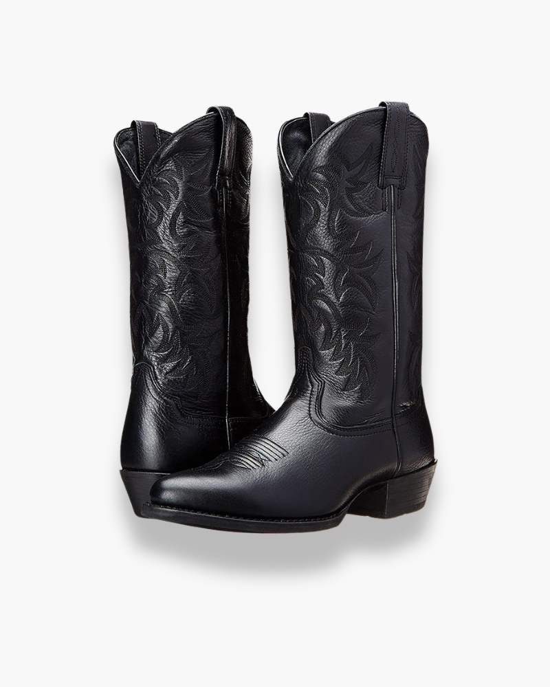 Bottes western femme en cuir noir élégantes