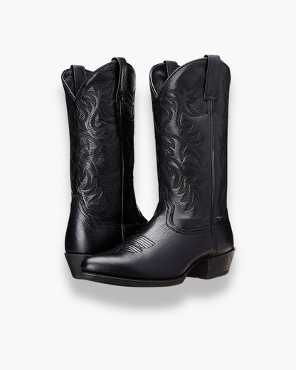 Bottes western femme en cuir noir élégantes