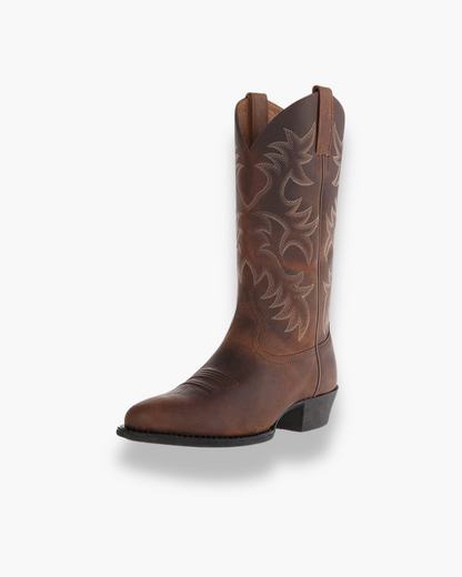 Stilvolle Damen Cowboy Boots Schwarz Leder - IdealeKleiden