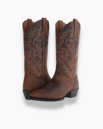 Bottes western femme en cuir noir élégantes