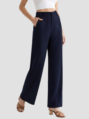 Pantalon femme élégant large taille haute