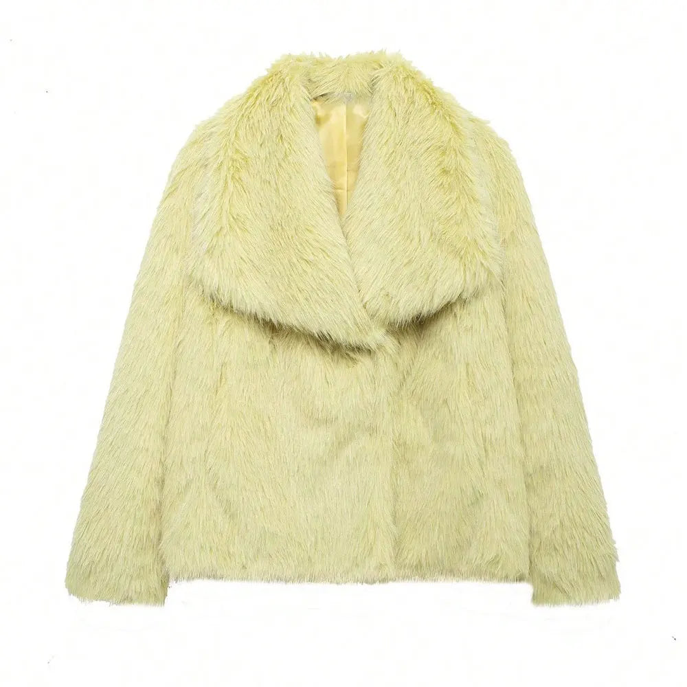Manteau Long d'Hiver Élégant en Fausse Fourrure pour Femme
