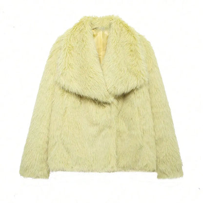 Manteau Long d'Hiver Élégant en Fausse Fourrure pour Femme
