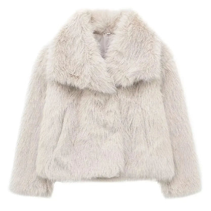 Manteau Long d'Hiver Élégant en Fausse Fourrure pour Femme